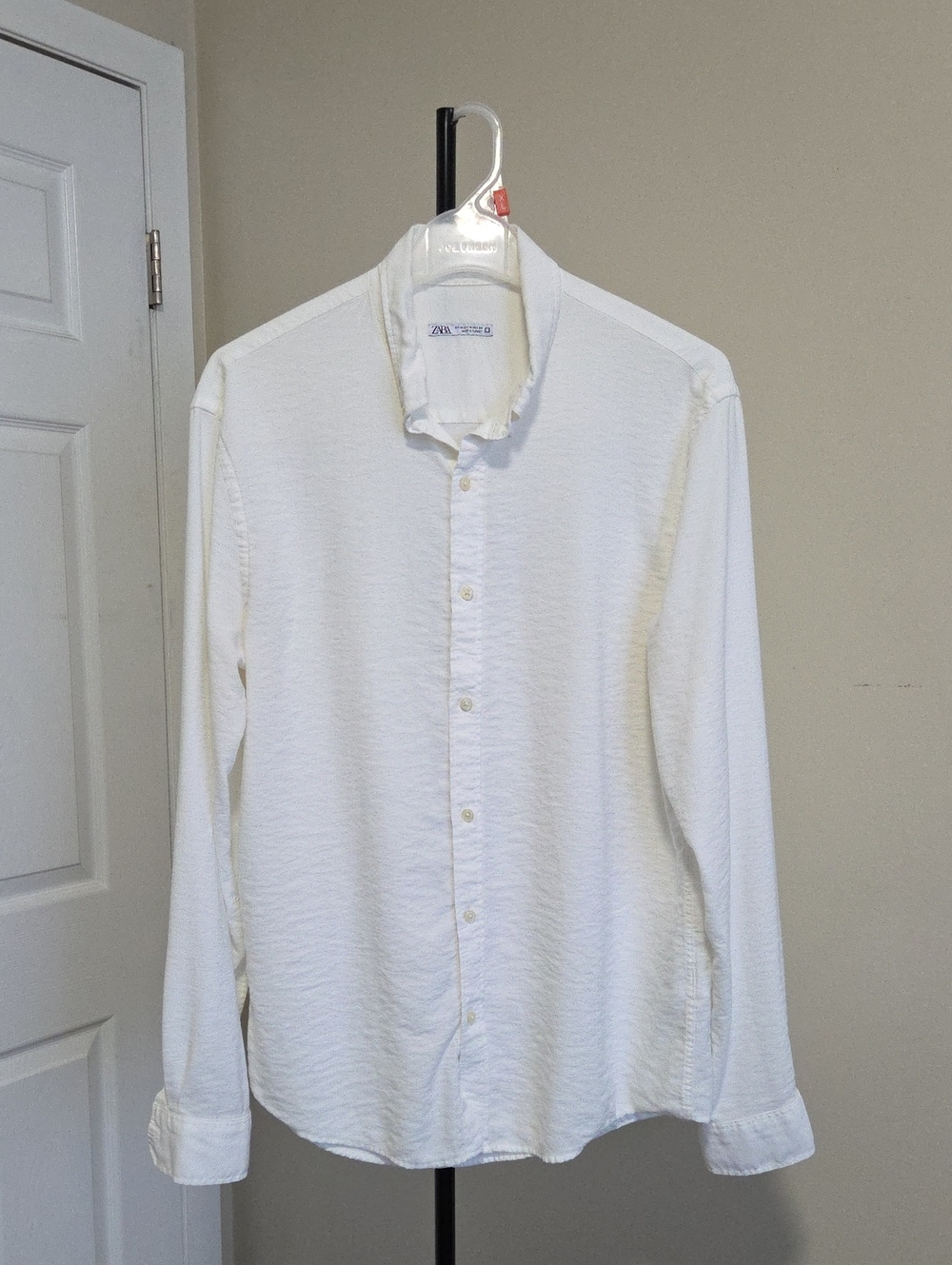 Zara White Casual Long-Sleeve Button-Down Shirt